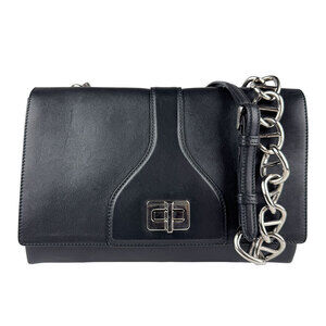 Prada Vitello Soft Chain Flap Shoulder Bag Black